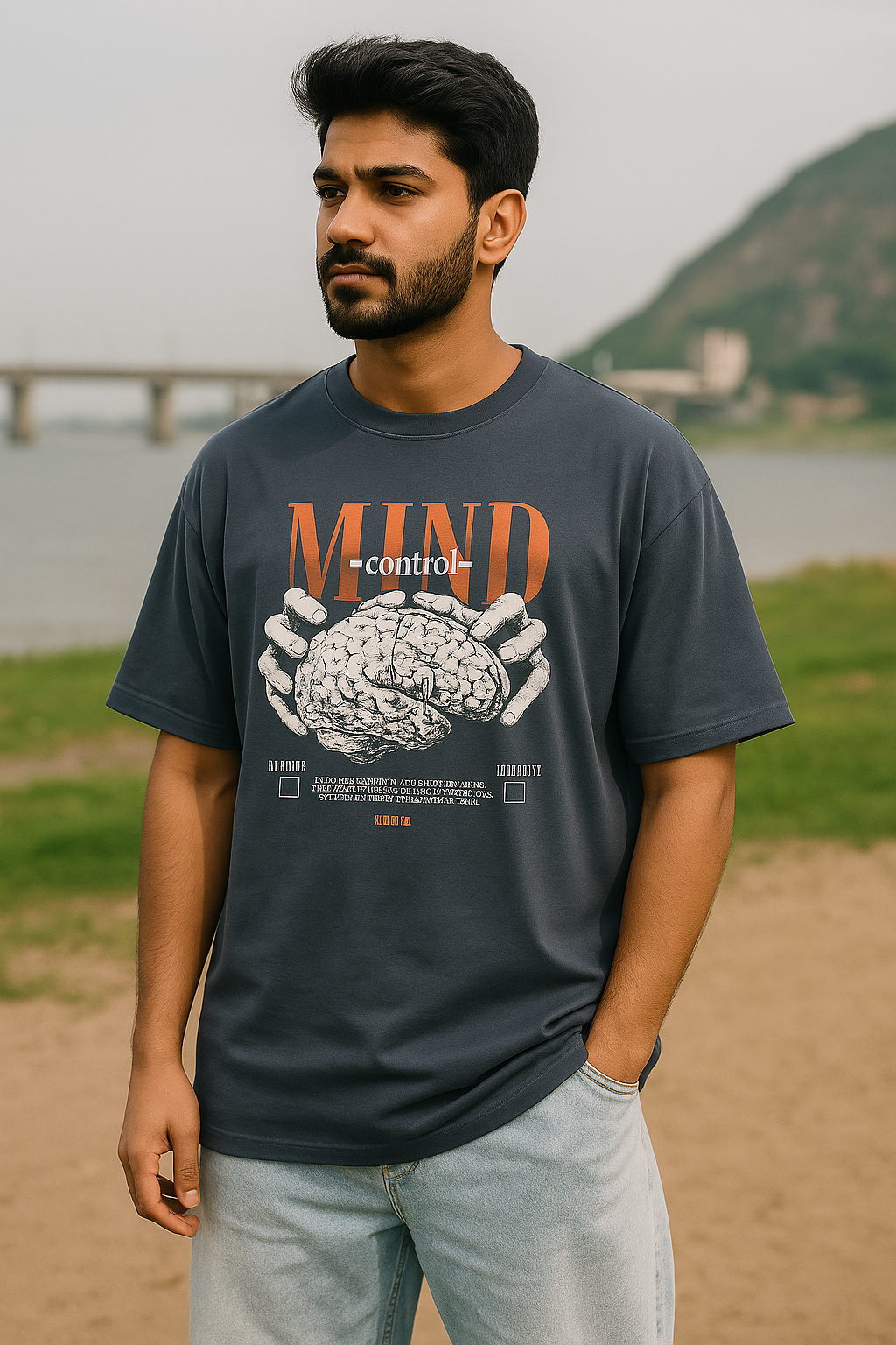 Oversized Graphic T-Shirt – Datk Grey