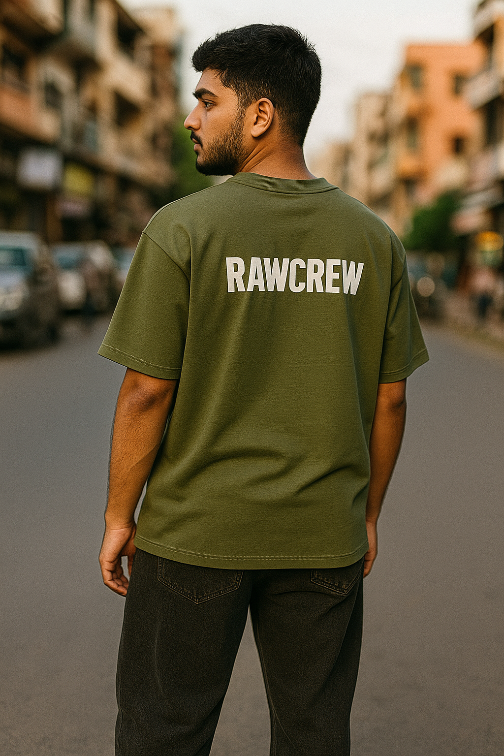 Oversized Graphic T-Shirt – Olive Green